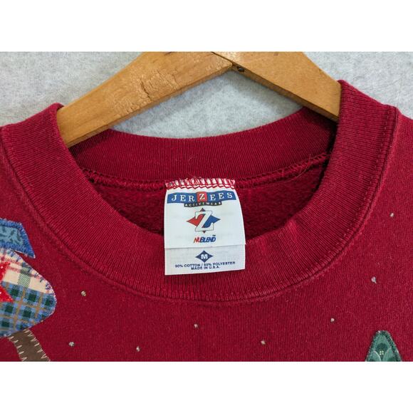 Jerzees Sweatshirt Womens Medium Red Christmas Snowman Grandma Core Pullover VTG - Picture 4 of 6